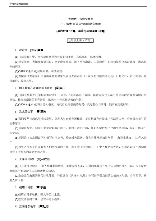 中考语文专题突破 专题6  古诗文默写
