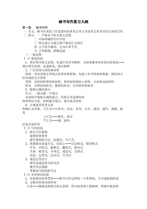 秘书写作温习重点