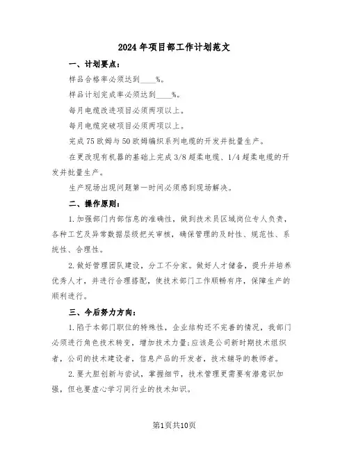 2024年项目部工作计划范文(4篇)