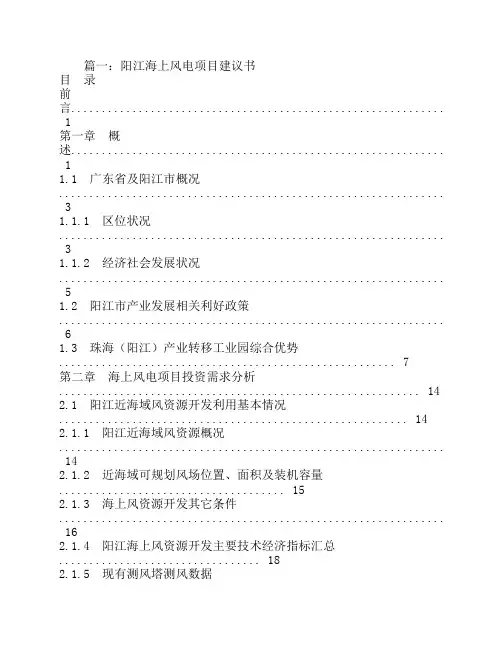 风力发电项目建议书