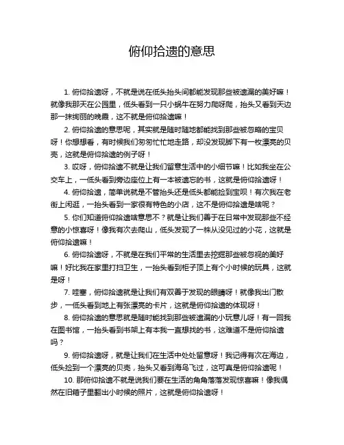 俯仰拾遗的意思