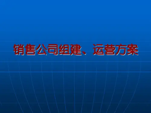 销售公司组建、运营方案