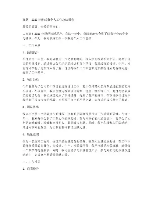 线束个人工作总结报告范文