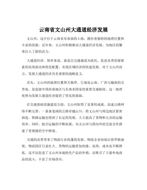 云南省文山州大通道经济发展
