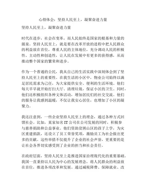 心得体会：坚持人民至上,凝聚奋进力量