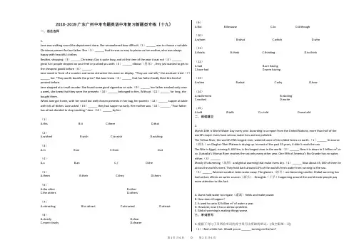 2018-2019广东广州中考专题英语中考复习新题型专练(十九)