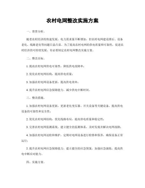 农村电网整改实施方案