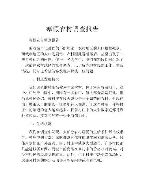 寒假农村调查报告