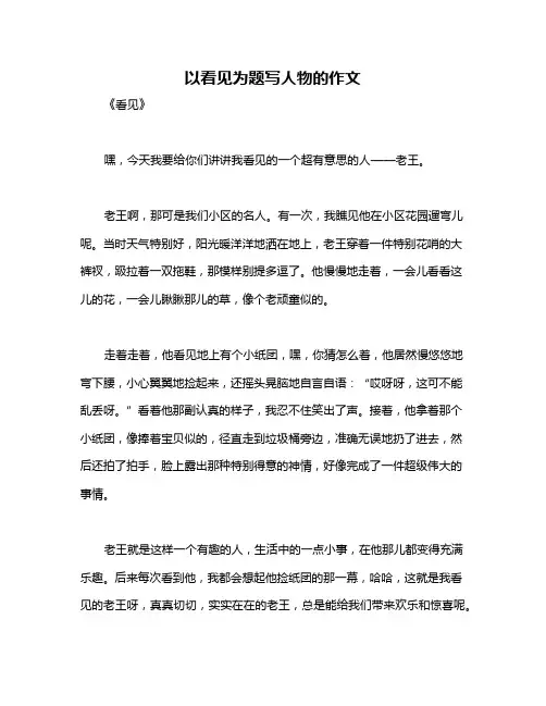 以看见为题写人物的作文