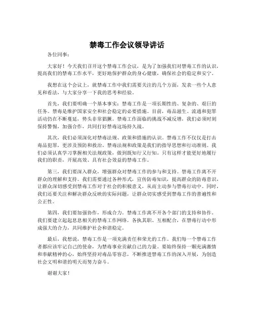 禁毒工作会议领导讲话