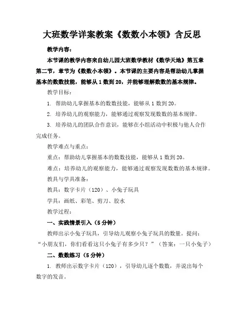 大班数学详案教案《数数小本领》含反思