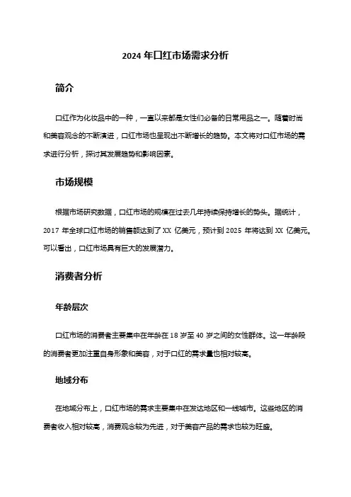 2024年口红市场需求分析
