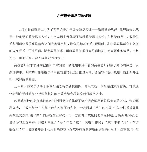 九年级专题复习的评课