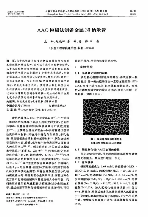 AAO模板法制备金属Ni纳米管