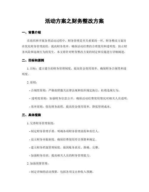 活动方案之财务整改方案