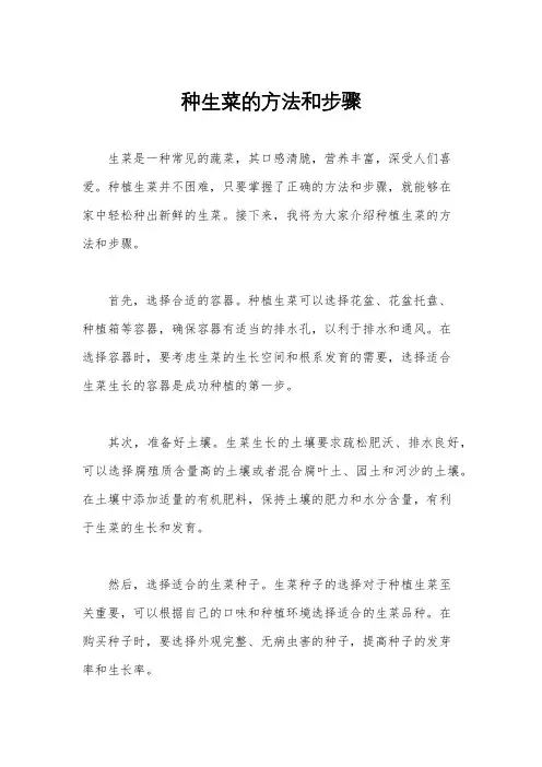 种生菜的方法和步骤