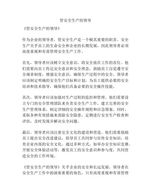 管安全生产的领导