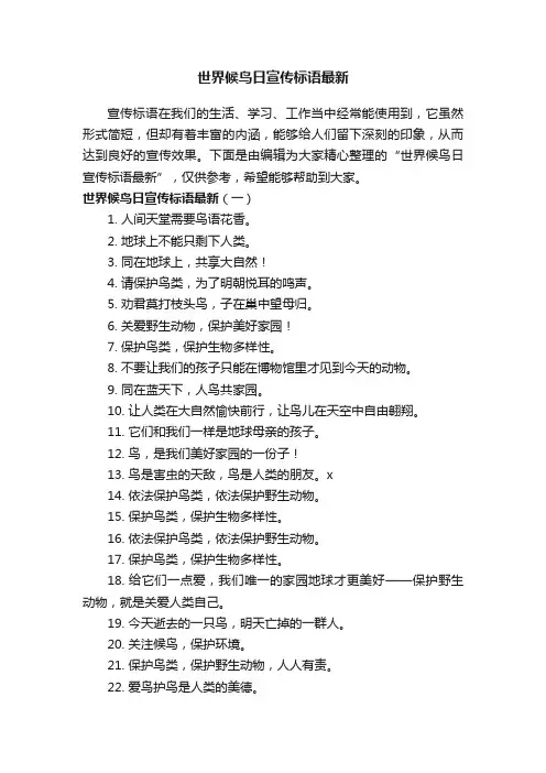 世界候鸟日宣传标语最新