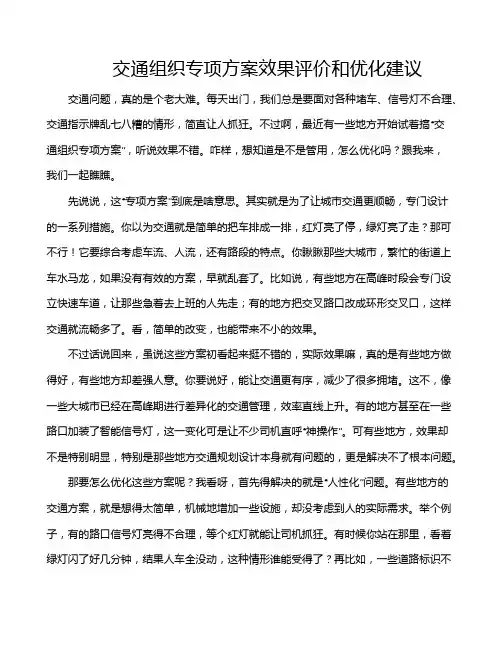 交通组织专项方案效果评价和优化建议