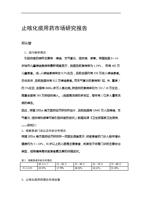 止咳化痰用药场研究报告