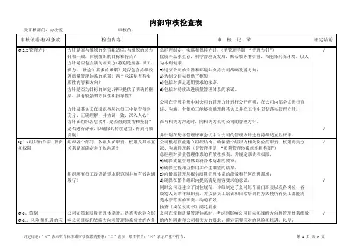 内部审核检查表(办公室)