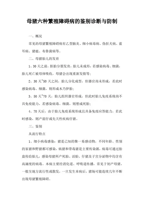 母猪六种繁殖障碍病鉴别诊断与防制