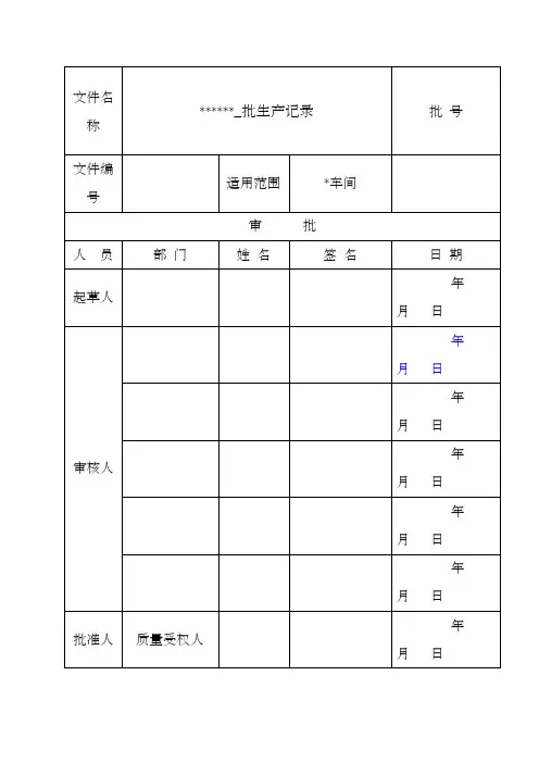批生产记录模板