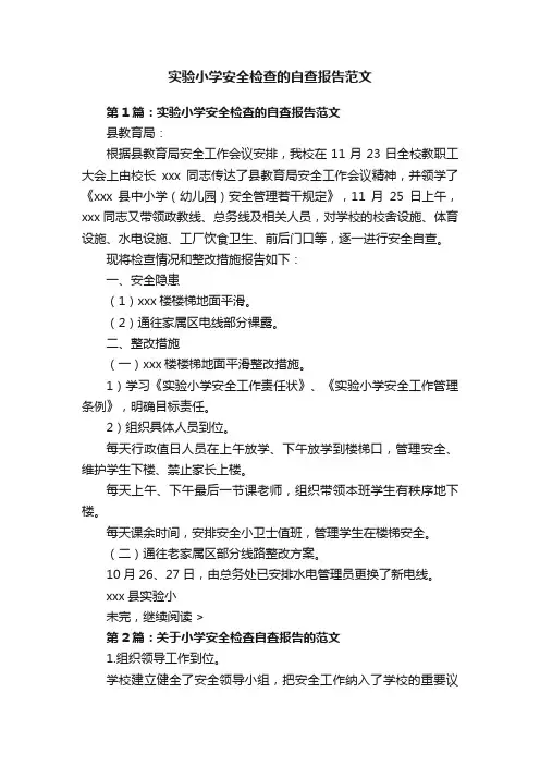 实验小学安全检查的自查报告范文