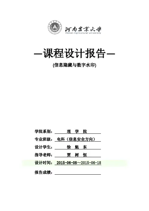 信息隐藏课程设计报告