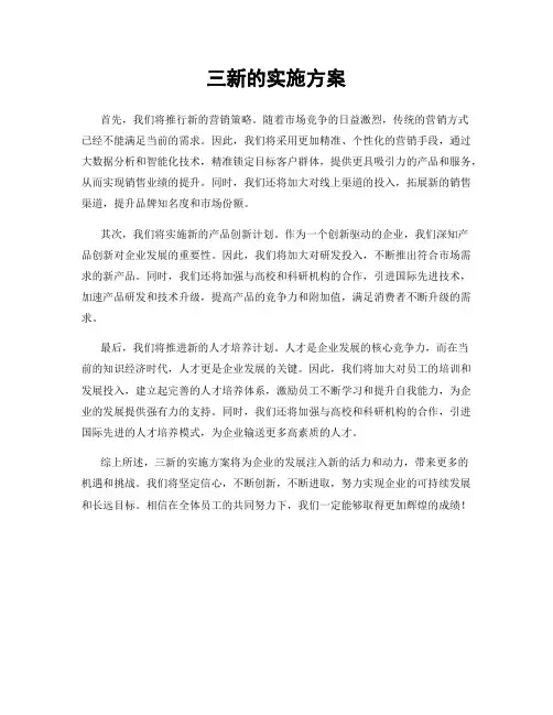三新的实施方案