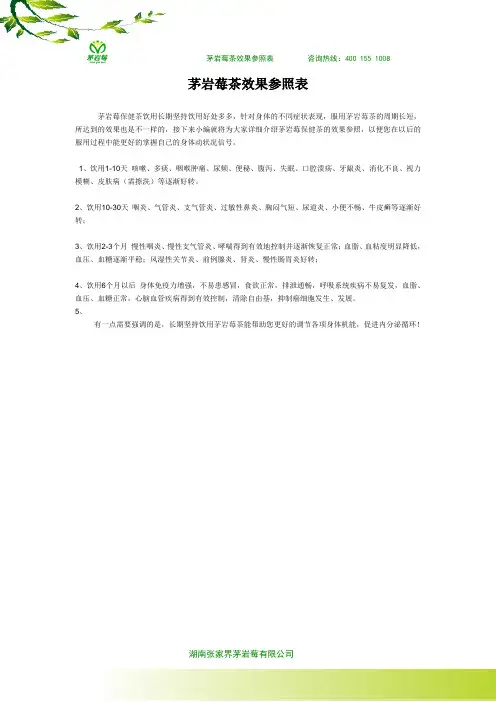茅岩莓茶的效果参照表