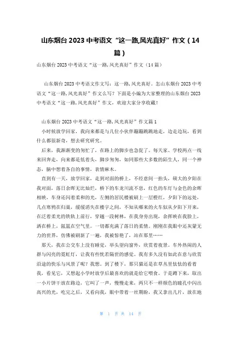 山东烟台2023中考语文“这一路,风光真好”作文(14篇)