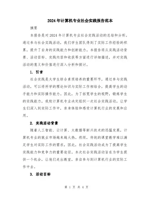 2024年计算机专业社会实践报告范本