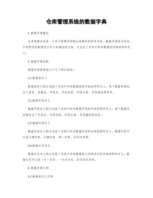 仓库管理系统的数据字典