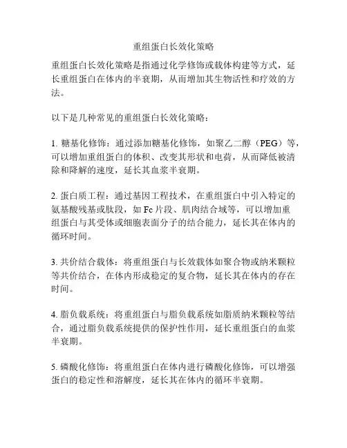 重组蛋白长效化策略