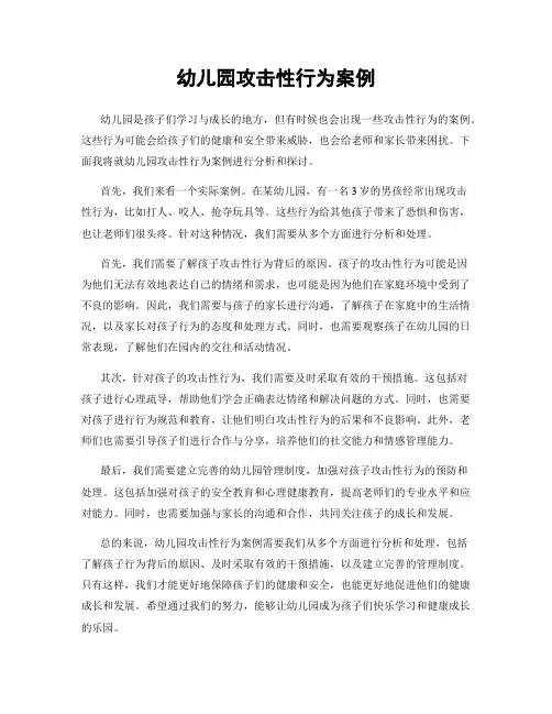 幼儿园攻击性行为案例
