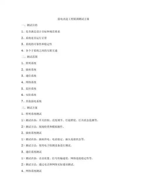 弱电改造工程联调测试方案