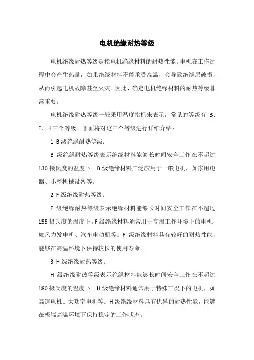 电机绝缘耐热等级