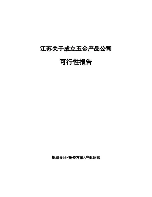 江苏关于成立五金产品公司可行性报告