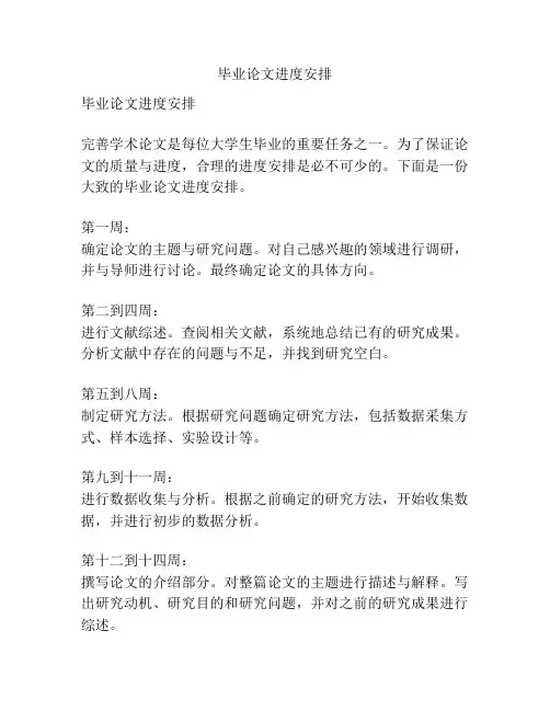 毕业论文进度安排