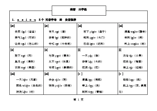 英语自然拼读三字经顺口溜