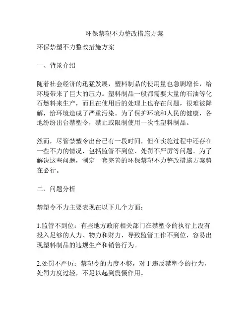 环保禁塑不力整改措施方案