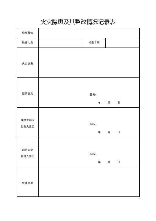 火灾隐患及其整改情况记录表