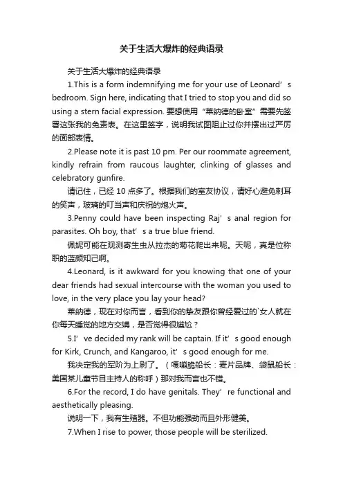 关于生活大爆炸的经典语录