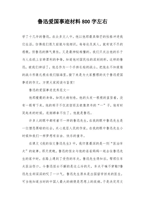 鲁迅爱国事迹材料800字左右