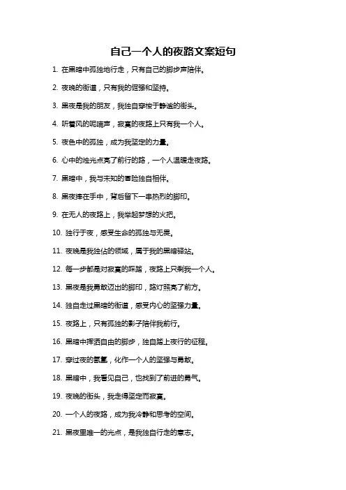 自己一个人的夜路文案短句