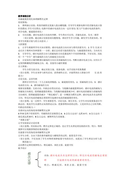 高中物理_楞次定律教学设计学情分析教材分析课后反思