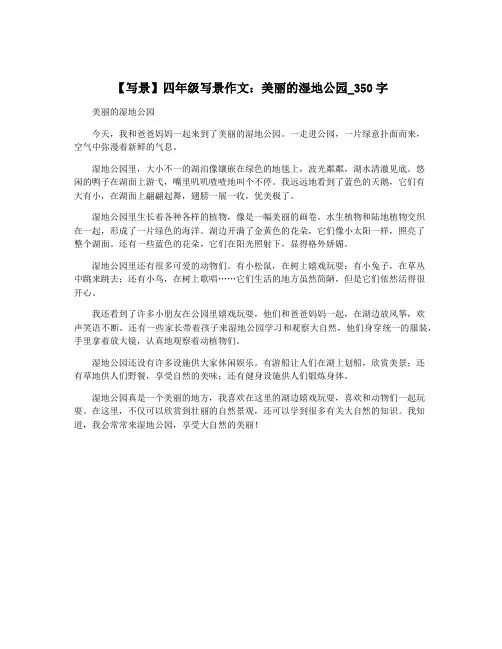 【写景】四年级写景作文：美丽的湿地公园_350字