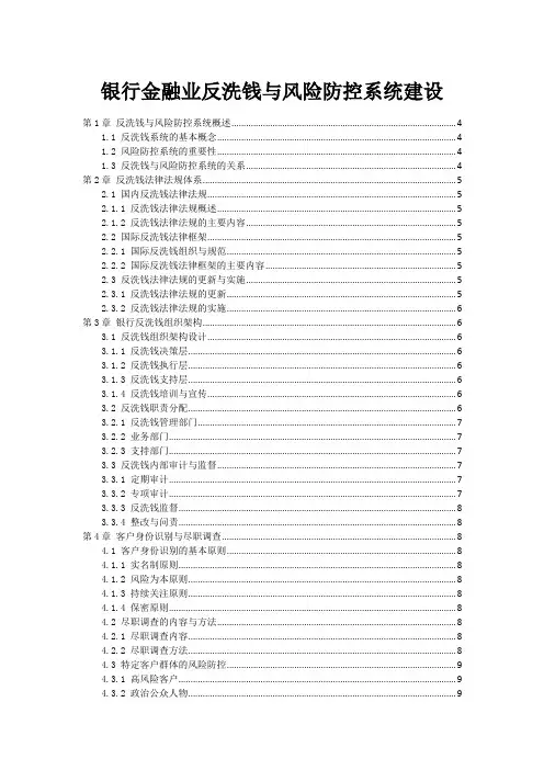 银行金融业反洗钱与风险防控系统建设