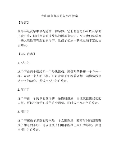 大班语言有趣的象形字教案